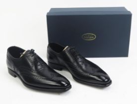 Crockett & Jones Hand Grade Collection Fairford Black Calf Bark Tanned Leather Sole Shoes, Size 7 E,