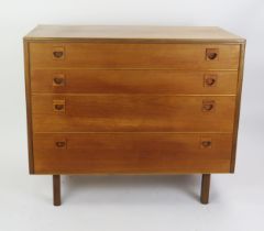 An Alfred Cox Teak Chest of Four Drawers, 1960's, 84(w)x44(d)x72(h)cm Provenance _ see lot 1001