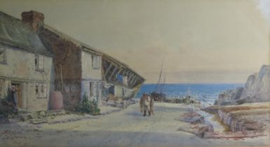 Ficklin, C19th Century signed watercolour titled 'Cadgwith Aug 1857', 45 x 25cm, F & G
