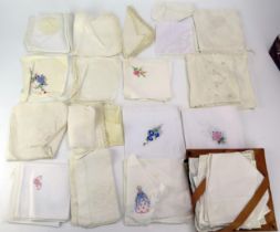 A collection of lace and crochet edged handkerchiefs, etc.