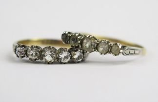 Two 9ct Gold and Silver Paste Rings, sizes R and T, 4.36g