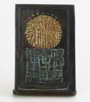 Troika Pottery "Stove Man" Plaque of rectangular outline with unusual two-tone decoration, the