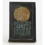 Troika Pottery "Stove Man" Plaque of rectangular outline with unusual two-tone decoration, the