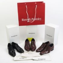 Russell & Bromley Chelsea Pointed Toe Cap Leather Sole Shoes (three pairs), all size 6, Chestnut,