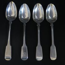 A pair of Victorian silver Fiddle pattern tablespoons, maker Elizabeth Eaton, London, 1851, crested,