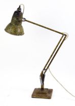 A Herbert Terry design angle-poise lamp, with mottled effect shade frame and stand.