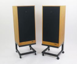A Pair of Spendor SP1 Teak Cased Stereo Speakers on original stands, serial no. 008690