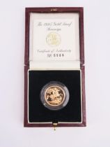 A Royal Mint 1995 Gold Proof Sovereign. Boxed with COA No. 6986