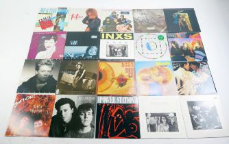 A collection of45 and 33rpm records and LP's, artists include Tears for Fears, Duran Duran, Blondie.