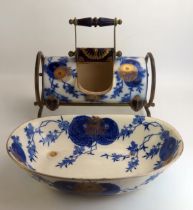 A Victorian Doulton Burslem 'Royles Patent Toilet Aquarius' wash basin, water pitcher and stand, the