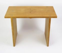 A Modern Craftsman Made Oak Occasional Table with burr wood top and ebony inlaid revealed joints,