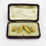 A Pair of Victorian 15ct Gold Cufflinks with chased foliate decoration, Birmingham 1900, H.W.LD,