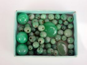 A Selection of Jadeite Beads, etc., largest circular bead c. 12.3mm, 34.61g