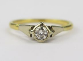 An 18ct Gold and Diamond Solitaire Engagement Ring, the c. 3.95mm brilliant round cut stone in a rub