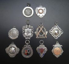 Ten assorted silver fobs and medallions, various makers and dates, total weight of silver 93gms, 2.