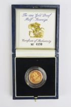 A Royal Mint 1994 Gold Proof Half-Sovereign. Boxed with COA No. 4159