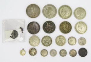 A Selection of .925 and .800 Silver Coins including an 1887 Half Crown, c. 125g