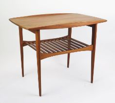 A Tove and Edvard Kindt Larsen Teak Side Table with magazine rack below, designed for France &