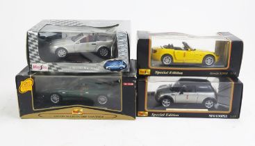 Maisto 1:18 Scale Group including Honda S2000, Mini Cooper, Mercedes SLK 230, Aston Martin DB7