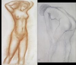 * Auguste Rodin (1840 - 1917) French sculptor, a nude study print published by the Ganymed Press,