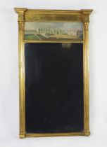 A Regency period gilt wood and gesso pier glass, the pediment of inverted breakfront outline with