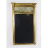 A Regency period gilt wood and gesso pier glass, the pediment of inverted breakfront outline with