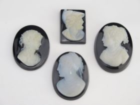 Four Loose Agate Cameos, largest 28.7x21.7mm