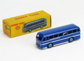 Dinky 282 (29H) Duple Roadmaster Leyland Royal Tiger Coach in dark blue with silver stripes, light