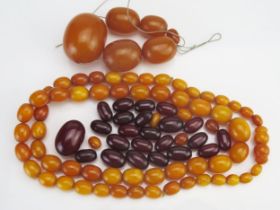 A Selection of Amber and Faux Amber including a 24.5" (62cm) necklace (largest bead 14.9x11.9mm,