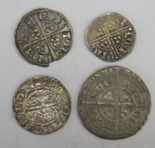 A Selection of Early Hammered Silver Coins including a Long Cross Penny, largest 25.2mm