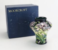 A Moorcroft pottery vase, with Isis pattern decoration by Emma Bossons, of ovoid tapering form, 14cm