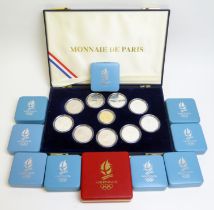 1992 PARIS Currency Olympic Games of Albertville box of ten coins including 1 x 500 Franc gold (22k)