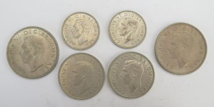 A Selection of George VI Uncirculated Silver Coins _ 1945 Shilling, Two Shilling and Half Crown,