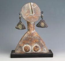 John Maltby (1936-2020) stoneware sculpture 'Young Girl and Earrings', impressed M mark, signed and