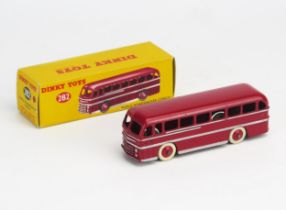 Dinky 282 (29H) Duple Roadmaster Leyland Royal Tiger Coach in red with silver stripes, red ridged