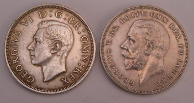 A George V Silver Crown 1935 and a George VI Silver crown 1937