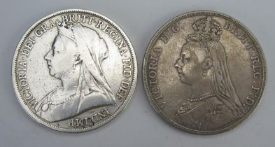 Two Victorian Silver Crowns _ 1892 & 1893