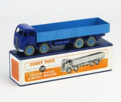 Dinky 501 Foden Diesel 8 Wheel Wagon (type 2 cab), violet blue cab, chassis and tow hook, light blue