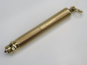 A Samson Mordan & Co. 9ct Gold Telescopic Fob Pencil, London 1935, 21.19g gross. Not opening