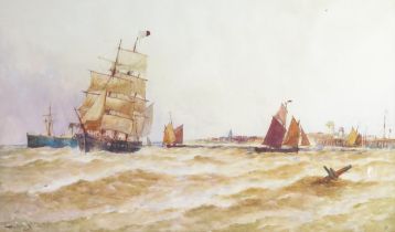 T B Hardy ( 1842 - 1897) British Naval painter, 'Off the mouth of the Harbour', watercolour,