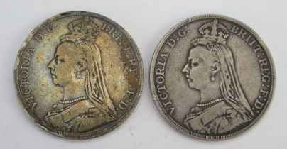 Two Victorian Silver Crowns 1890