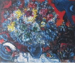 Marc Chagall (1887 - 1985) Russian - French modernist artist, 'Le Bouquet Bleu', Lithographic