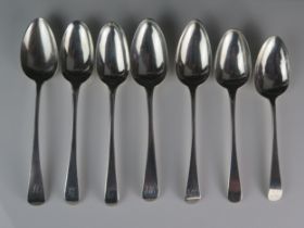 Seven assorted silver Old English pattern tablespoons, various makers and dates, either crested or