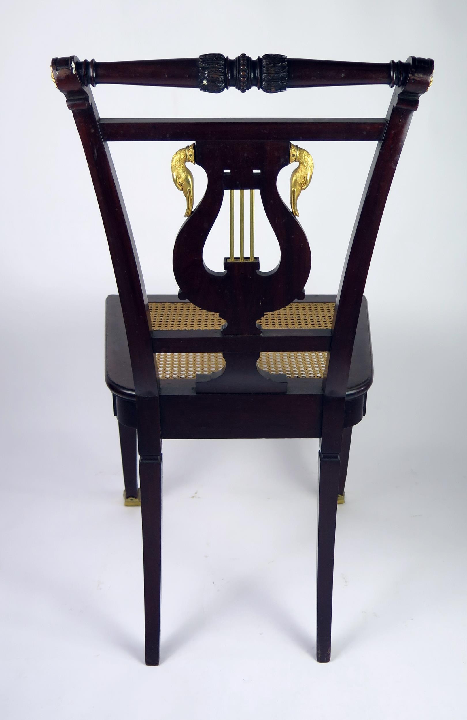 A 19th century Empire style mahogany salon chair, the back of tapering form with turned top rail - Image 4 of 4