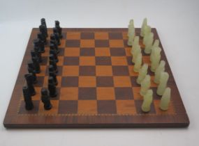 A Modern Chinese Chess Set with a marquetry inlaid board