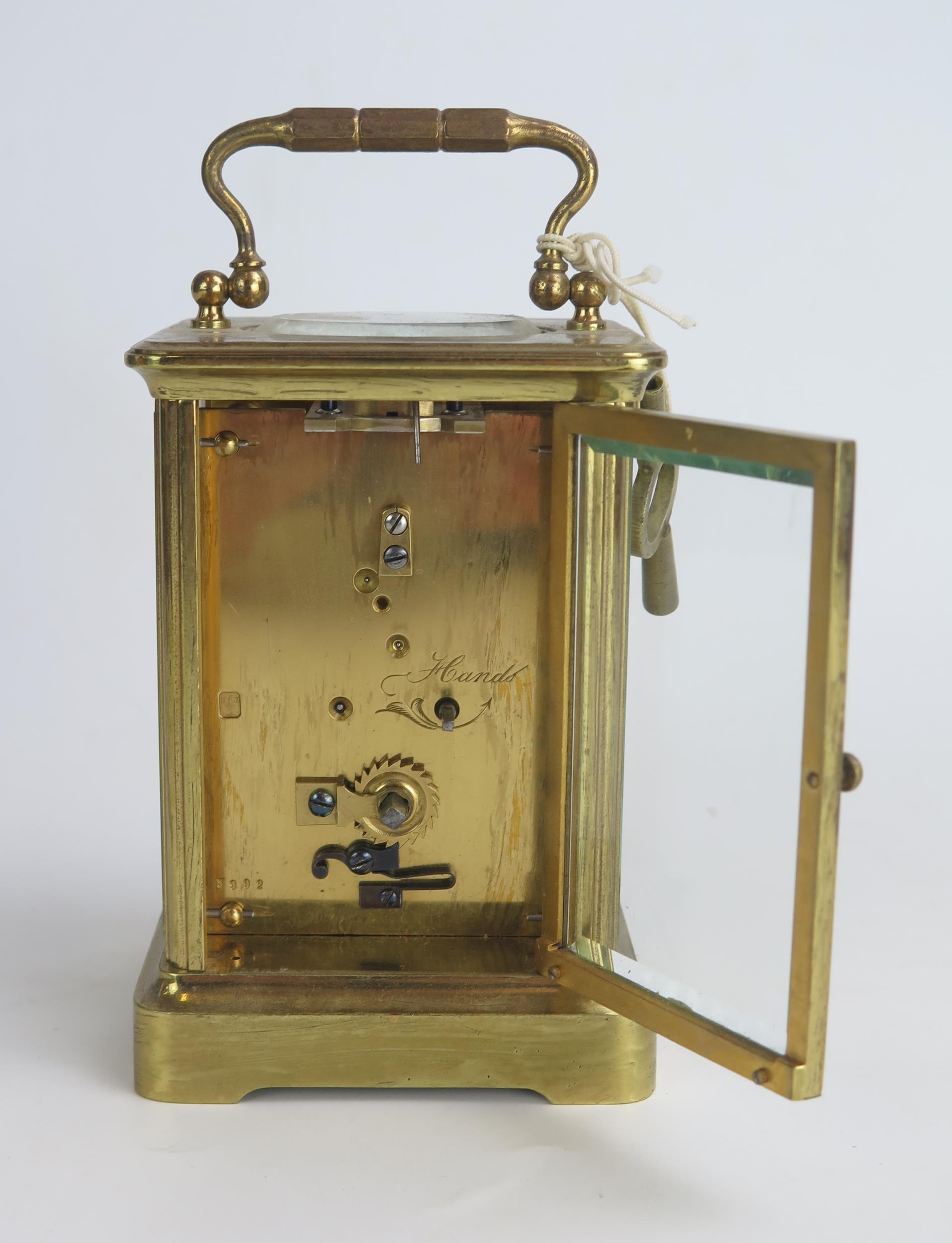 A 19th Century English Brass Carriage Clock, the case numbered 3992 to the base, 16cm. Needs - Image 3 of 3