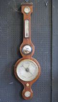L. Guarnerio, At. Ives, a 19th century mahogany cased wheel barometer, with hygrometer, alcohol
