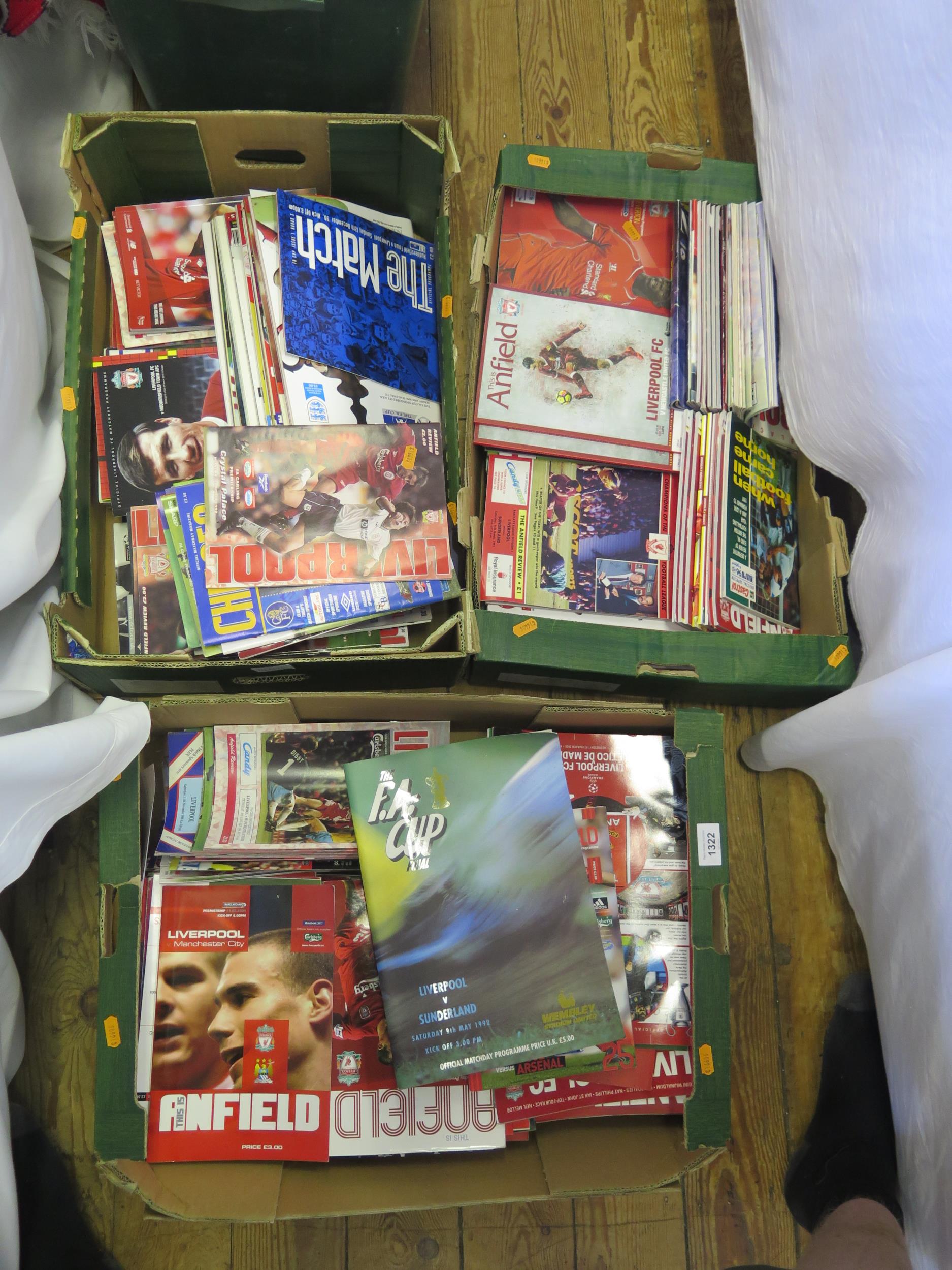 Large Collection Of Liverpool Home and Away match day Programmes from the Late 1990's to 2000,s.