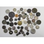 Varied mix group of World coins and tokens including Klautschou China 10 cents, George Washington