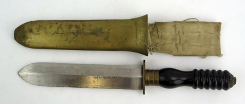 Siebe Gorman & Co, a diver's knife with 19.5cm double edged blade, stamped Siebe Gorman & Co, with